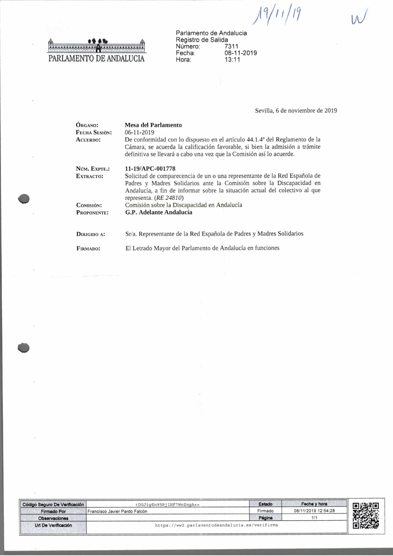COMPARECENCIA DE REMPS ANTE LA COMISIÓN SOBRE LA DISCAPÀCIDAD EN ANDALUCIA