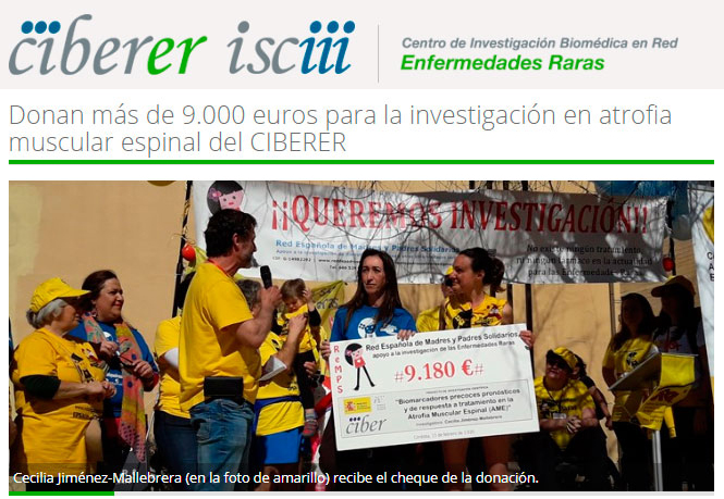 ReMPS dona más de 9.000 euros para la investigación en atrofia muscular espinal del CIBERER